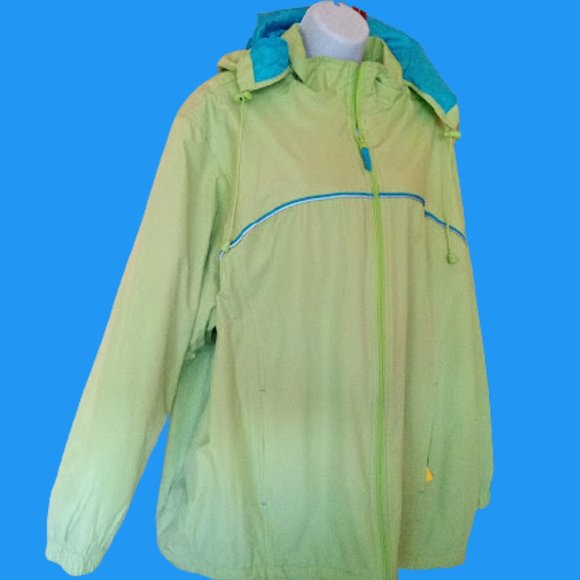 Lime Green Hooded Coat 3X - Picture 1 of 6